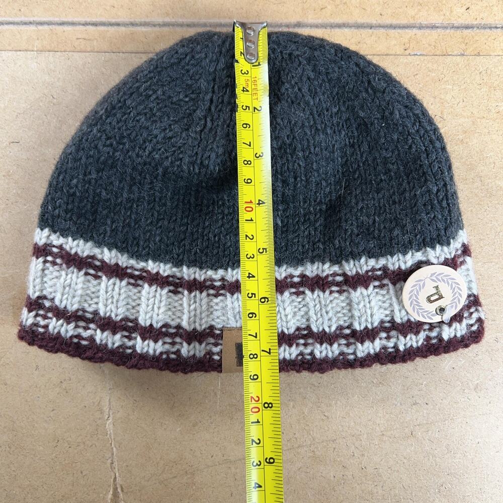 Laundromat Beanie Hat Mens One Size Gray Striped Lined Insulated Wool Canada - Picture 3 of 6